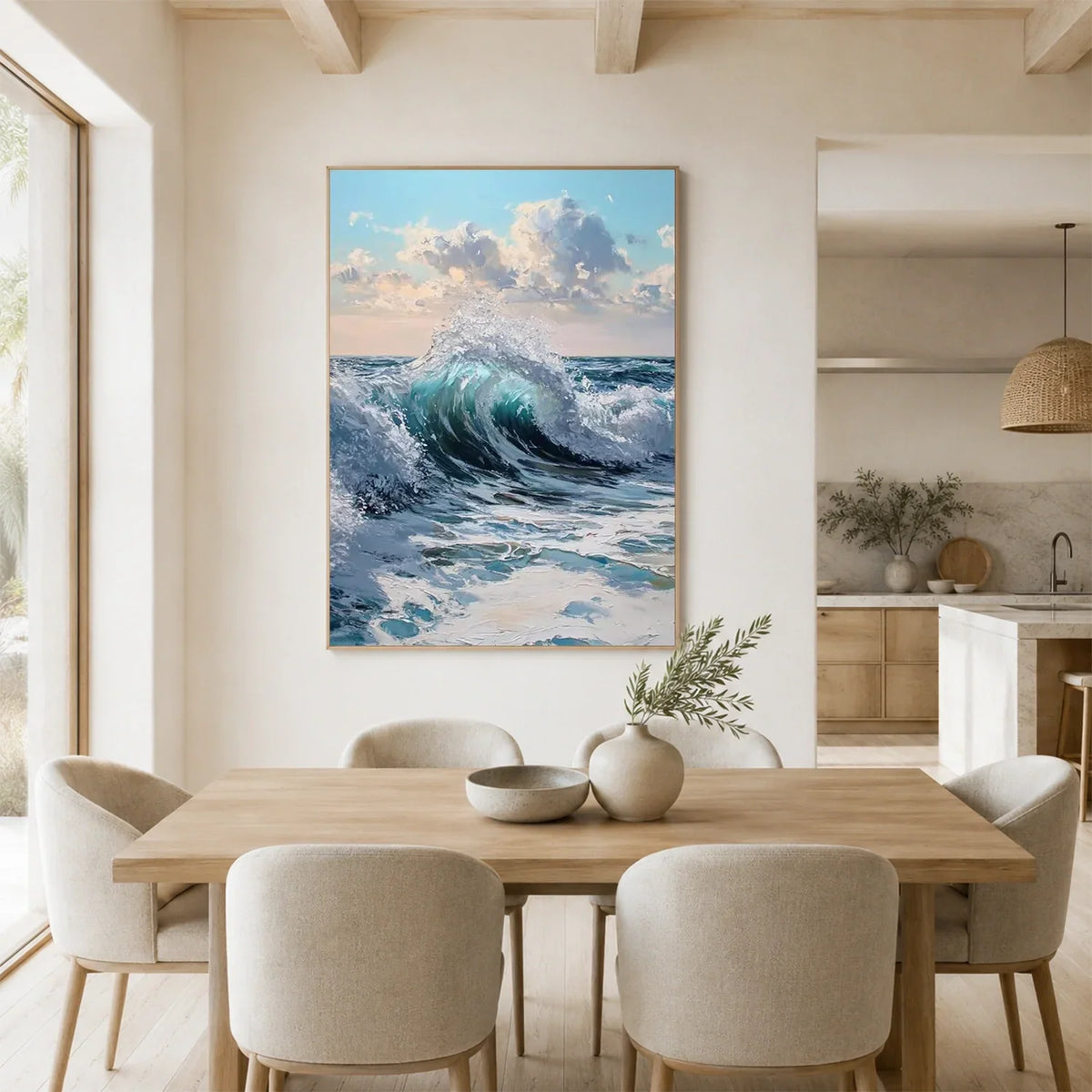 Hand-Painted Abstract Ocean Textured Canvas Art #OC226