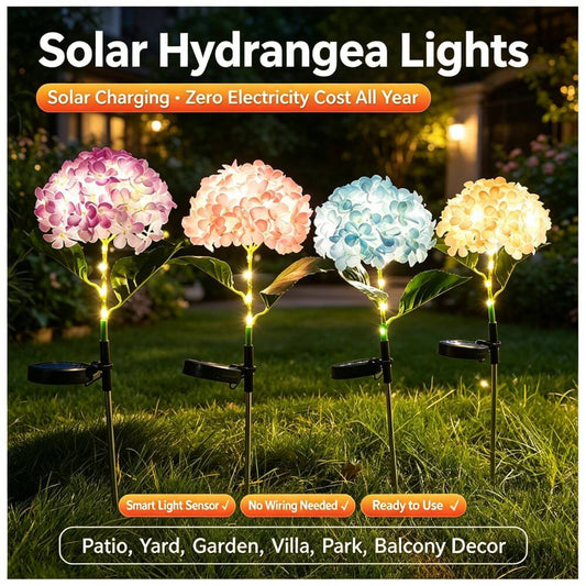 Solar Hydrangea Flower Lights, Outdoor Garden Decoration with Solar Power