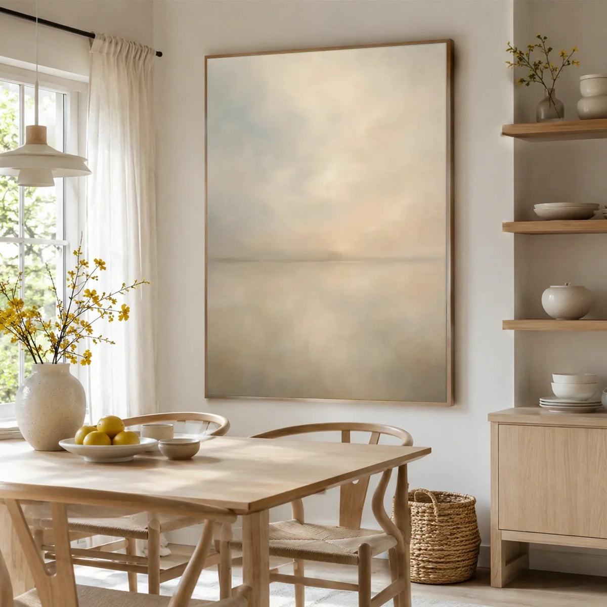 Hand-Painted Abstract Ocean And Sky Canvas Art #OC230
