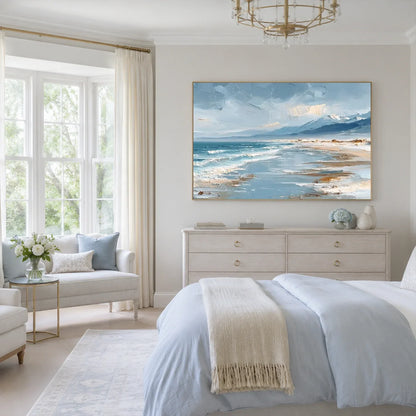 Hand-Painted Abstract Ocean And Sky Canvas Art #OC234