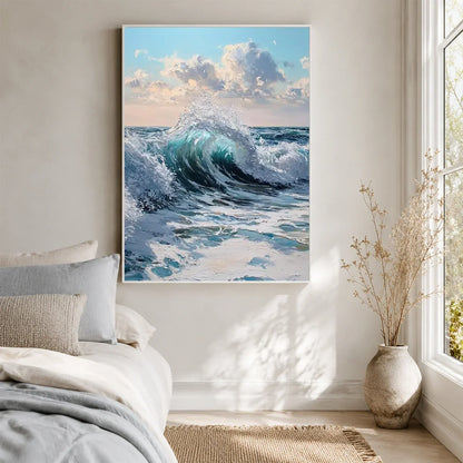 Hand-Painted Abstract Ocean Textured Canvas Art #OC226