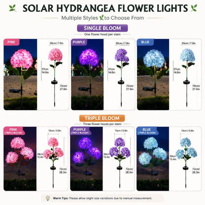 Solar Hydrangea Flower Lights, Outdoor Garden Decoration with Solar Power