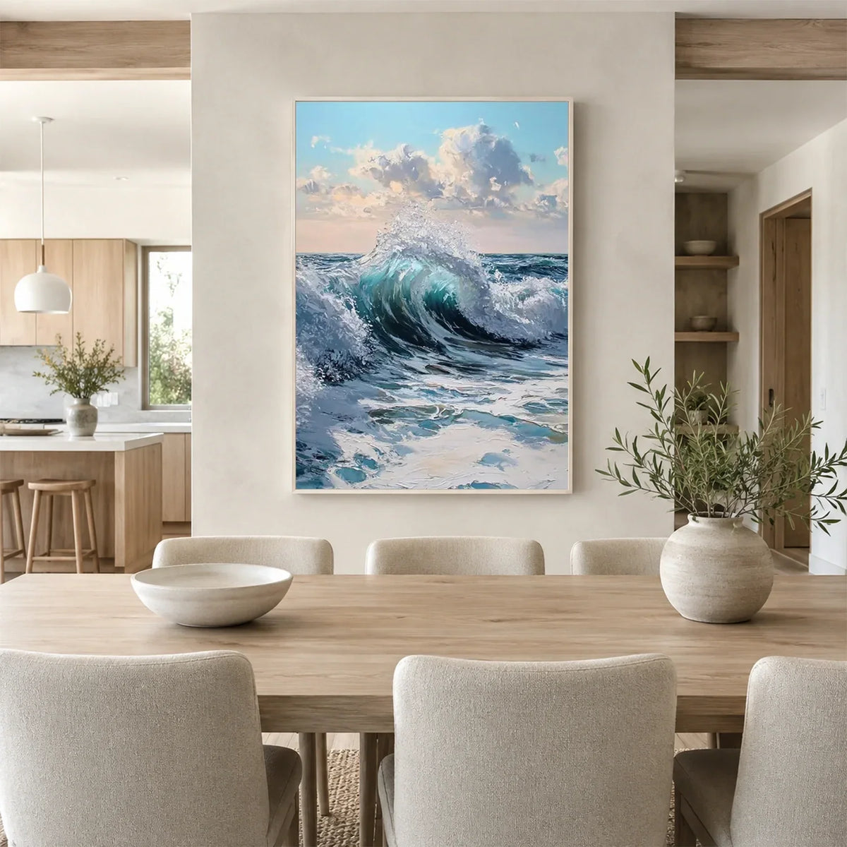 Hand-Painted Abstract Ocean Textured Canvas Art #OC226