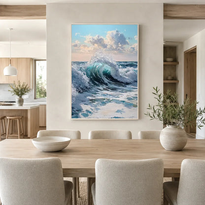 Hand-Painted Abstract Ocean Textured Canvas Art #OC226