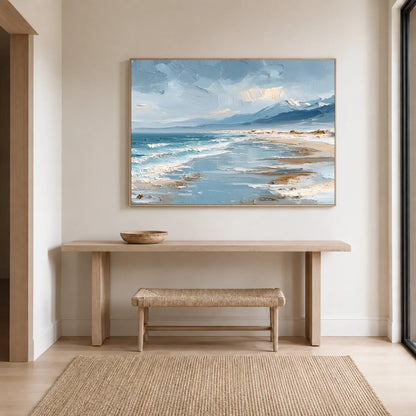 Hand-Painted Abstract Ocean And Sky Canvas Art #OC234