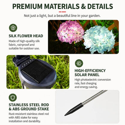 Solar Hydrangea Flower Lights, Outdoor Garden Decoration with Solar Power